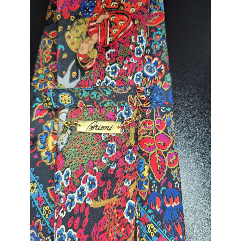 Brioni Men's Necktie Multicolor Floral Mosaic Silk 3.75" x 58" Excellent - Picture 2 of 9